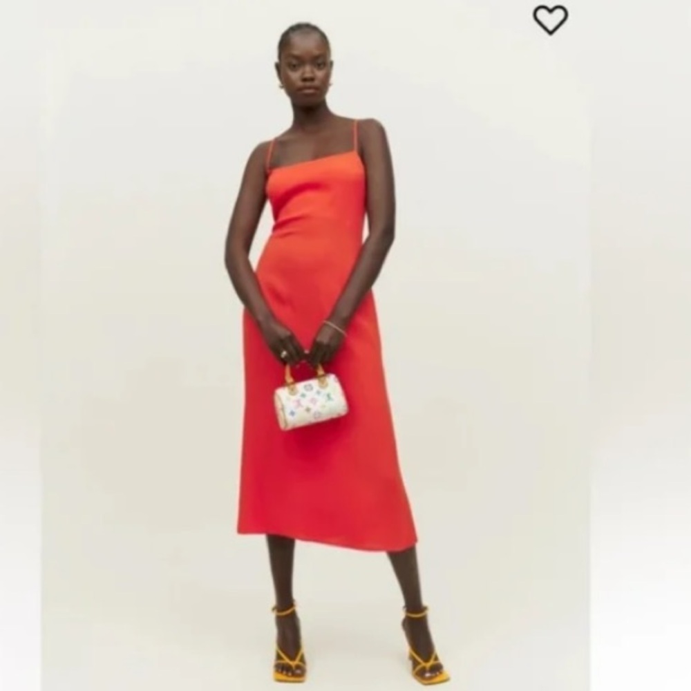 Reformation Fiery Red Midi Dress